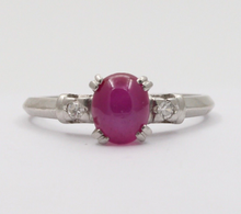 Load image into Gallery viewer, Vintage Platinum Star Ruby &amp; Diamond Ring, Engagement Ring
