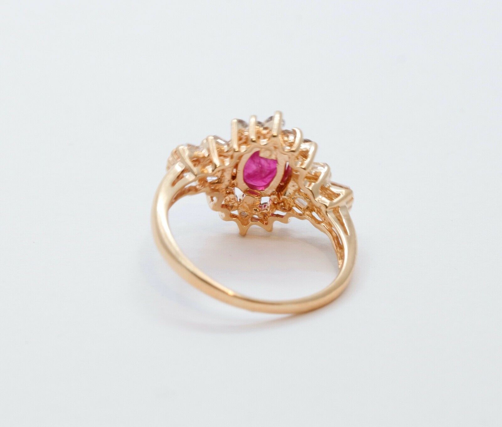 Vintage Ruby Diamonds 14K Yellow Gold Ring