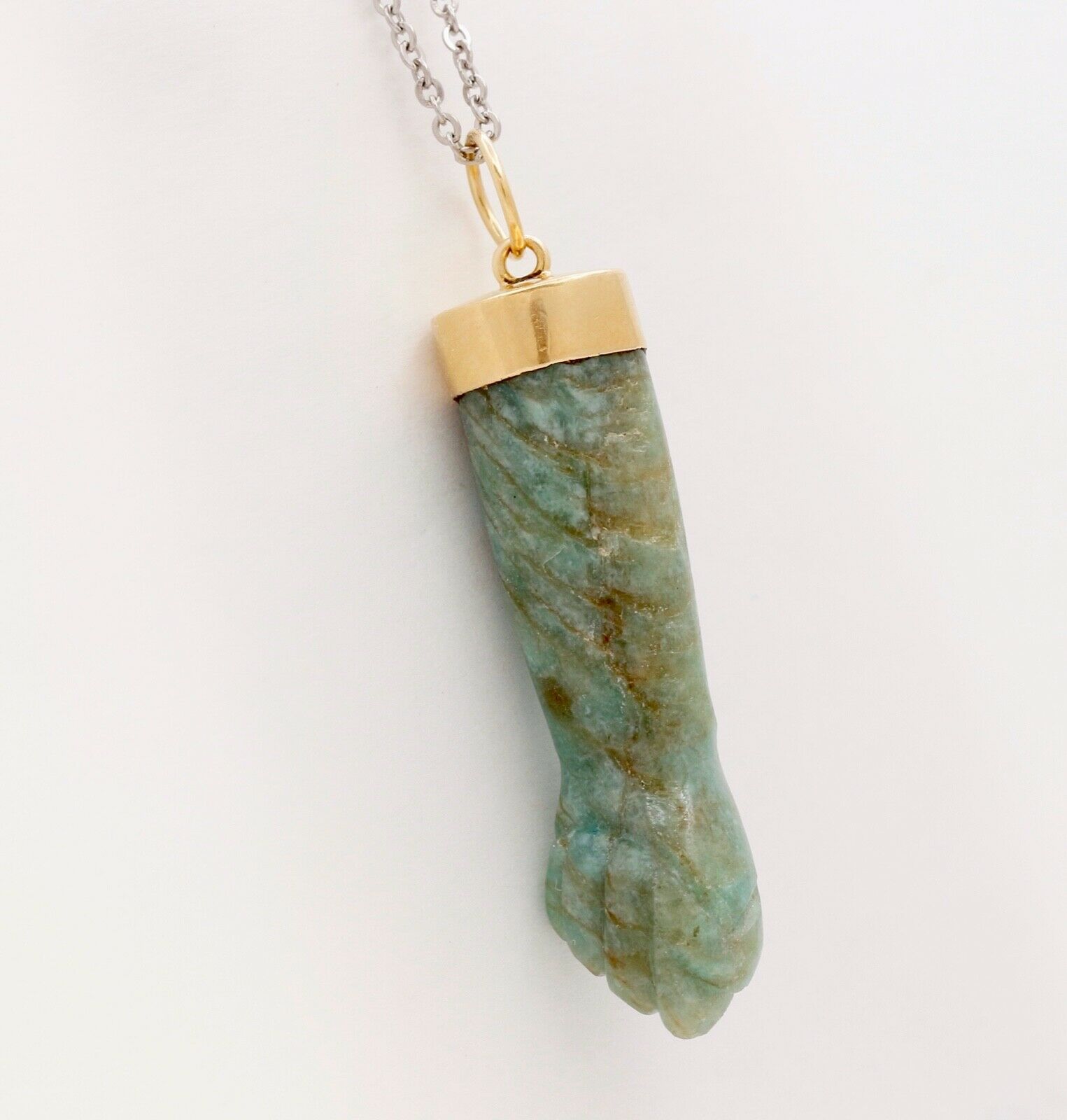 Vintage Jade 18K Yellow Gold Figa Pendant Charm