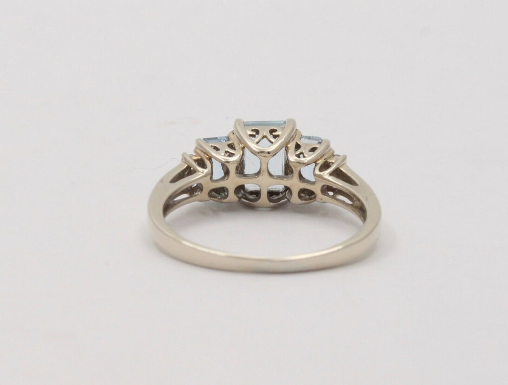 Estate Aquamarine and Diamonds 14K White Gold Ring