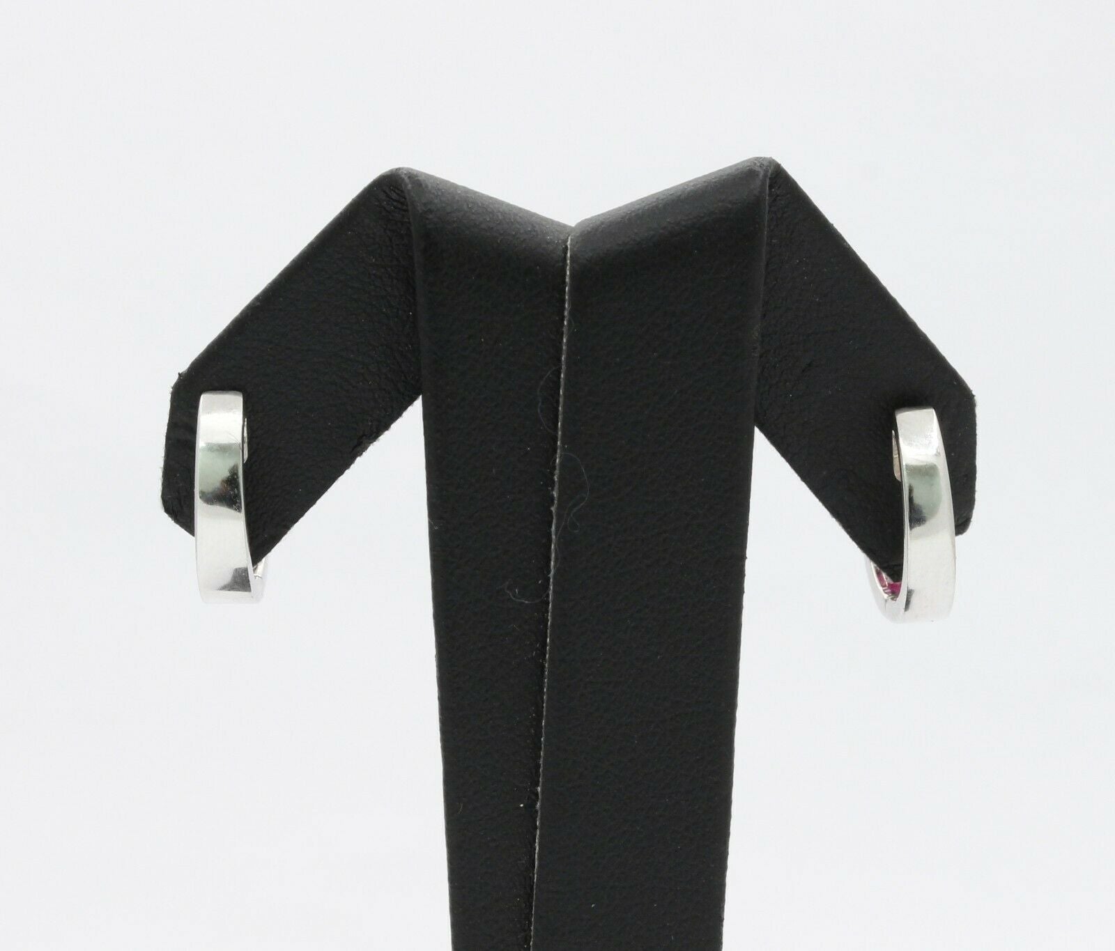 18K White Gold Diamond, Natural Ruby Huggie Earrings