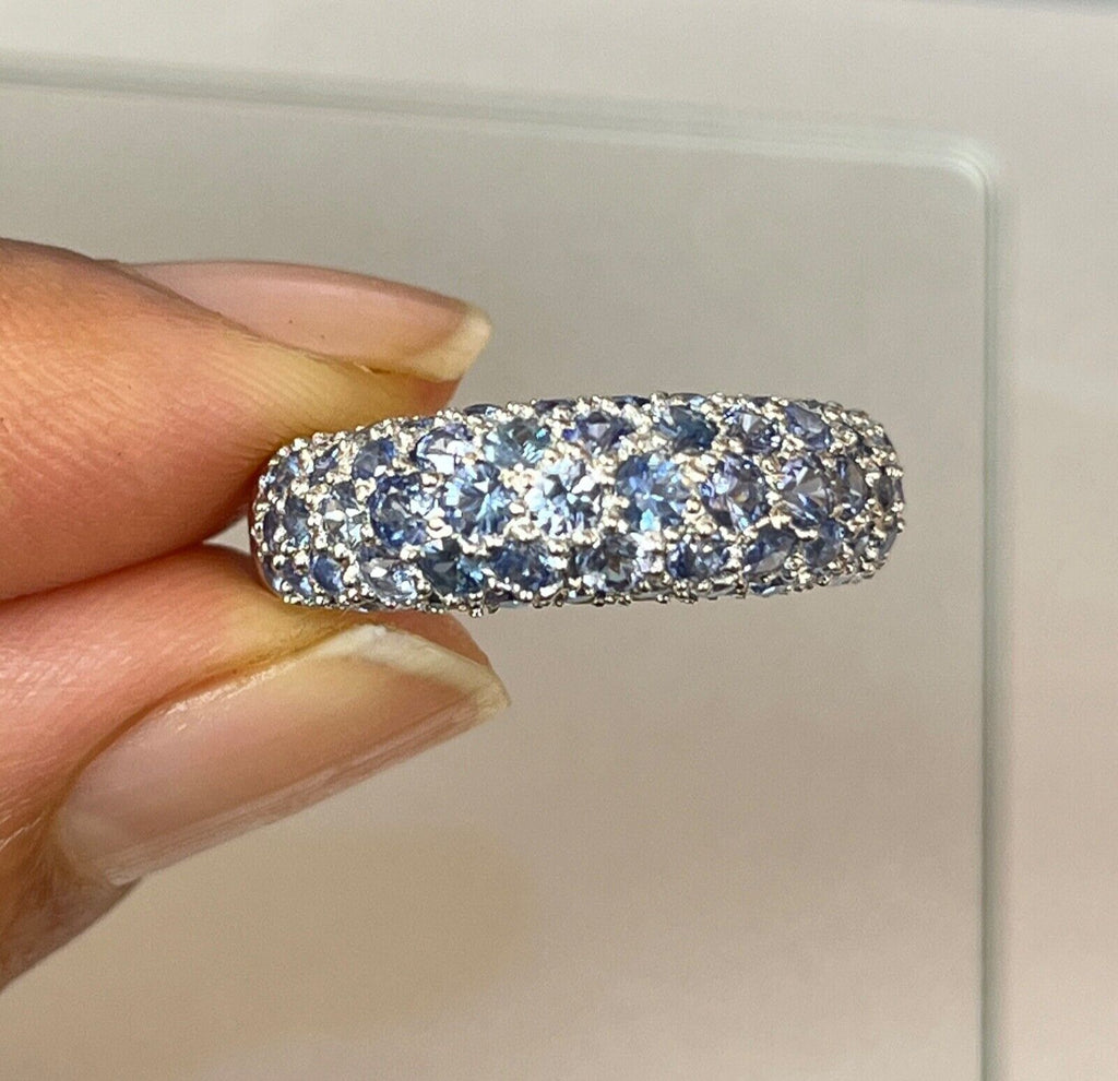 Vintage 18K Gold Sapphire Pave Ring Band