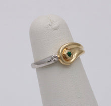 Load image into Gallery viewer, Vintage Teardrop Emerald Diamond 14K Yellow and White Gold Ring
