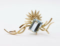 Bright and Beautiful Aquamarine 18K Yellow Gold Flower Vines Brooch Pin