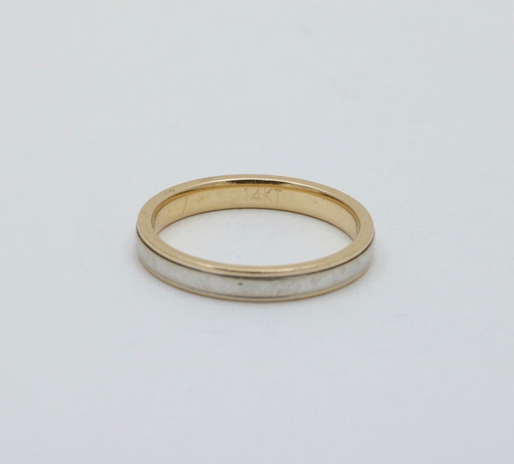 Art Deco Style Men's 14K Yellow White Gold Wedding Band