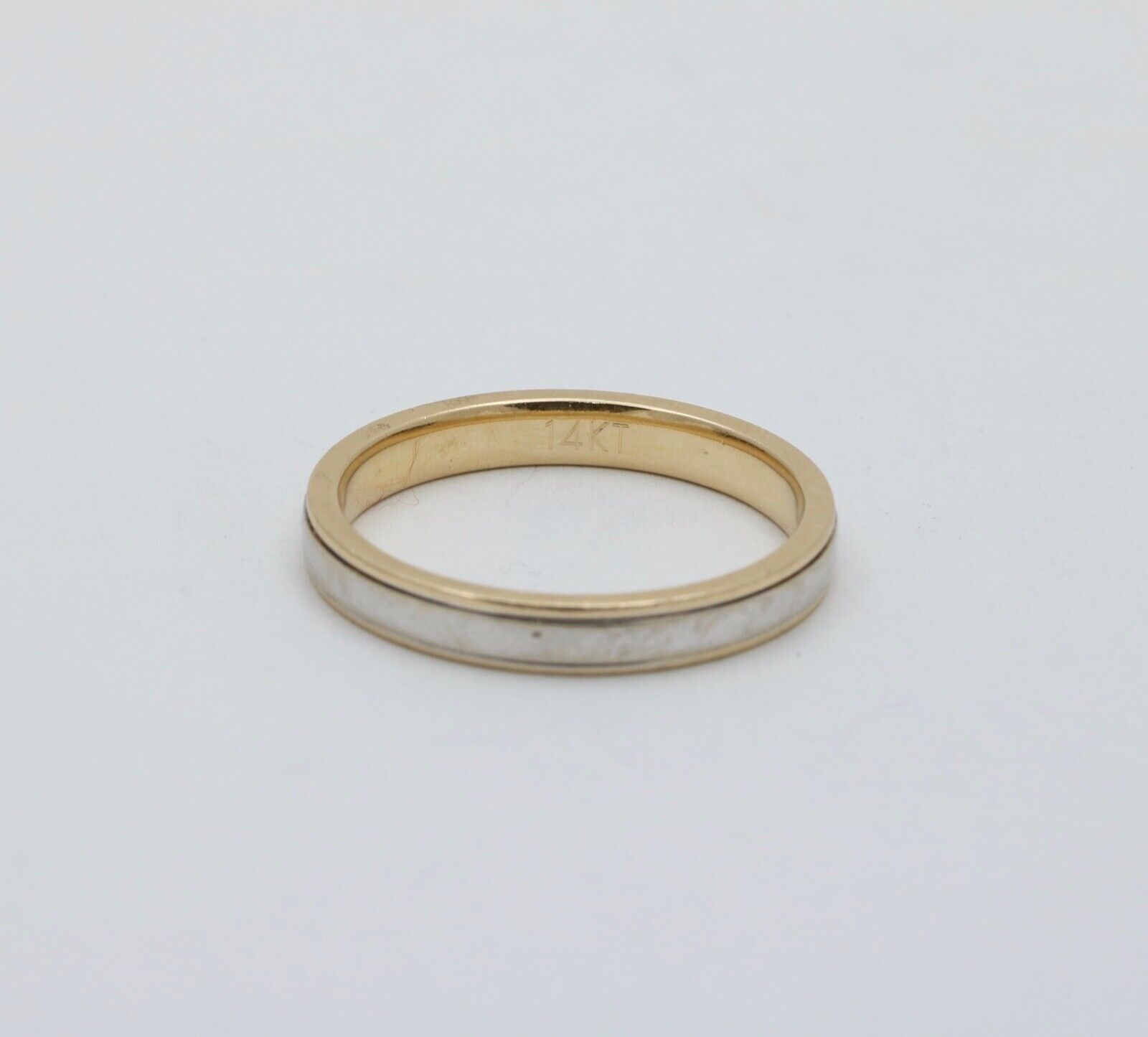 Art Deco Style Men's 14K Yellow White Gold Wedding Band