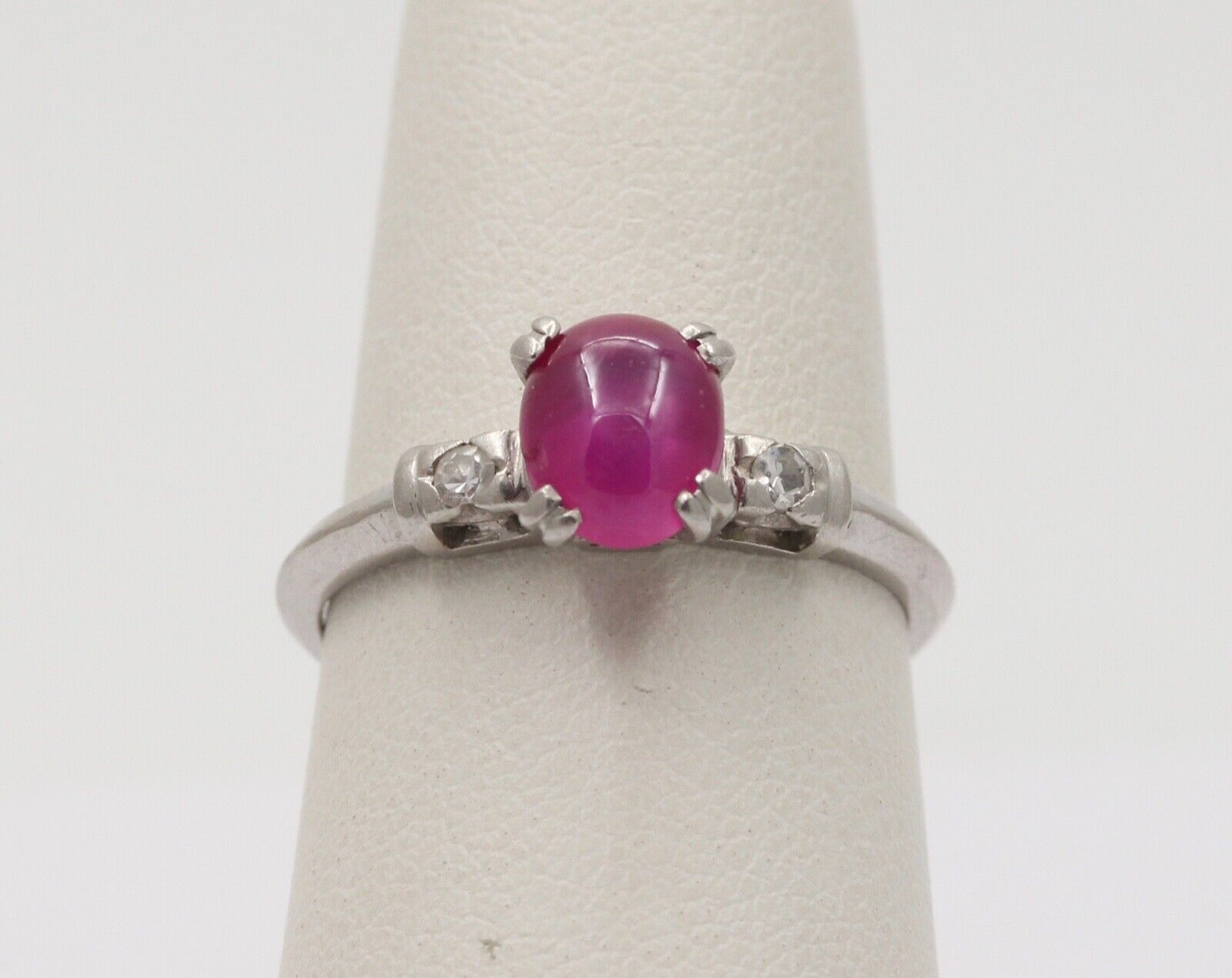 Vintage Platinum Star Ruby & Diamond Ring, Engagement Ring