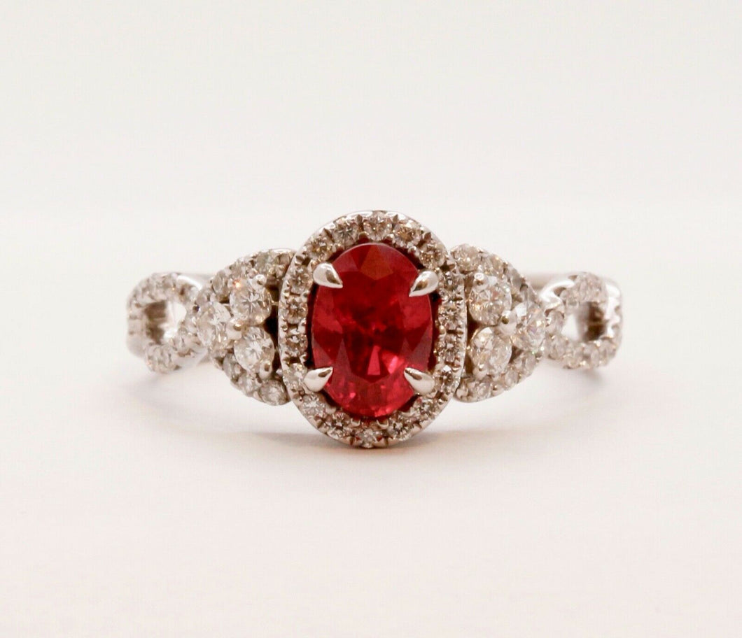 Elegant Crossover Ruby Diamonds Engagement Ring