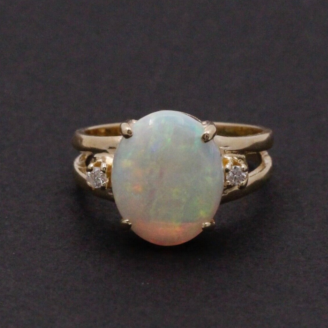 Vintage Opal Diamonds 14K Yellow Gold Ring