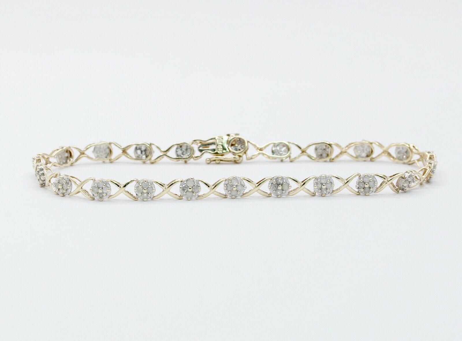 Vintage Ladies Tennis Bracelet Diamonds 10K Yellow Gold