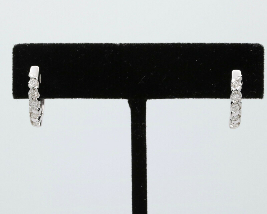 Classic Petite 14K White Gold Diamond Huggie Earrings