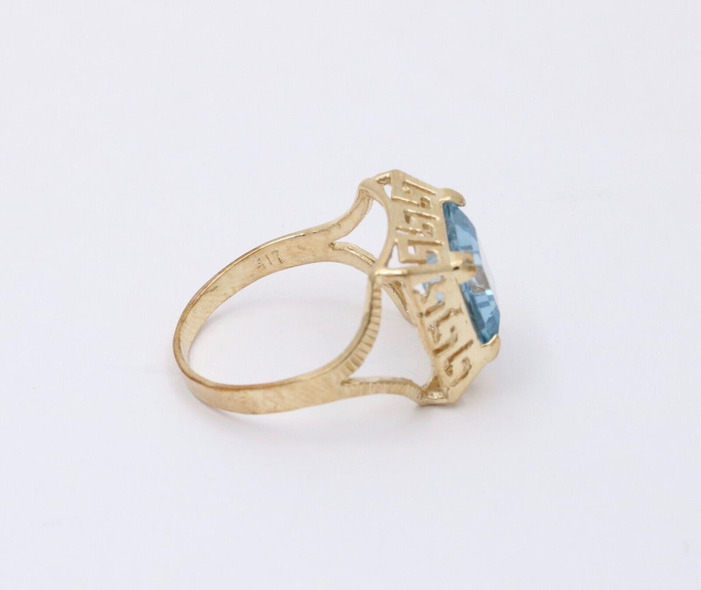 Vintage 10K Yellow Gold Greek Key Solitaire Ring