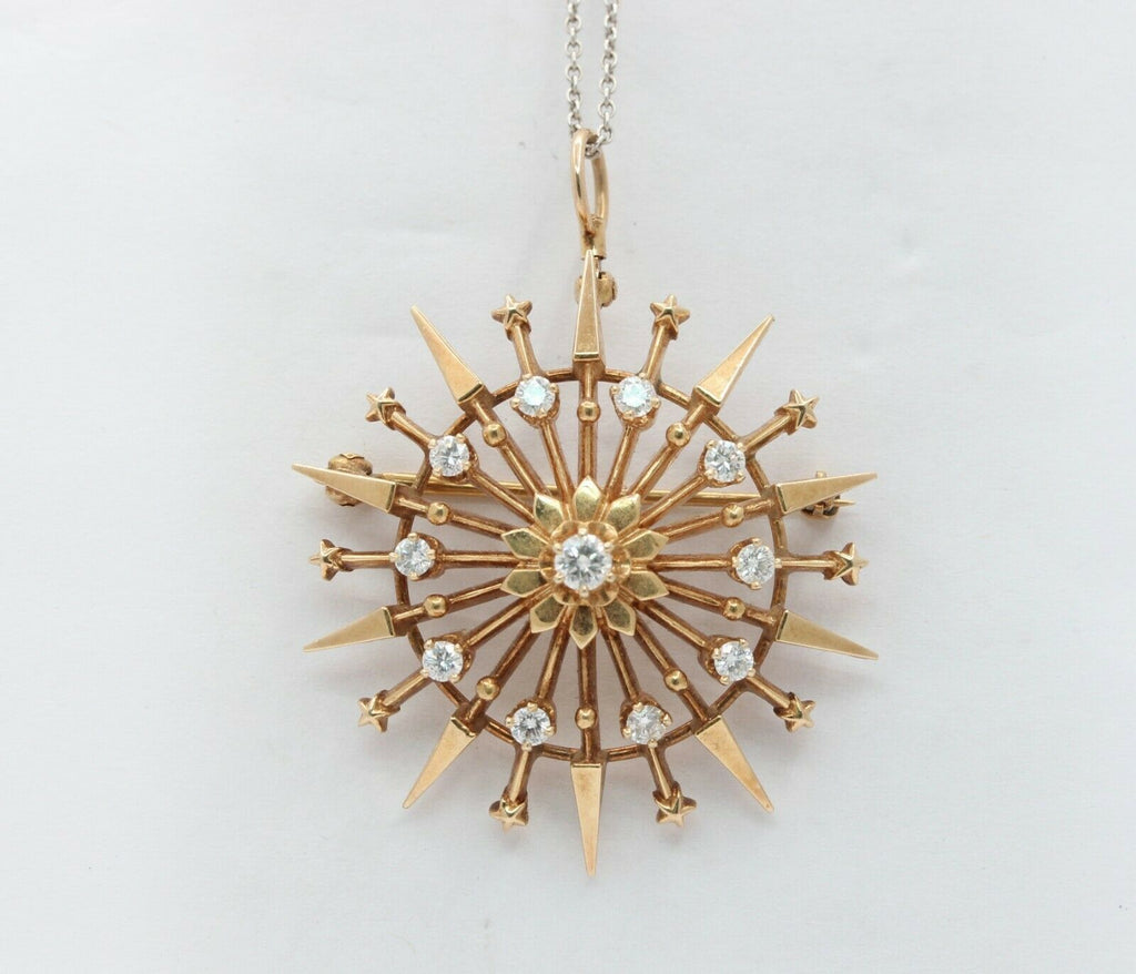 Vintage 14K Yellow Gold Diamond Star Pendant