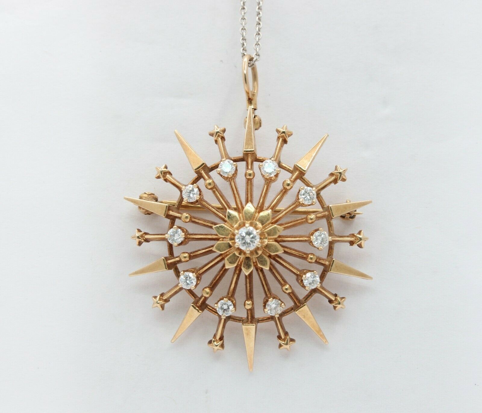Vintage 14K Yellow Gold Diamond Star Pendant
