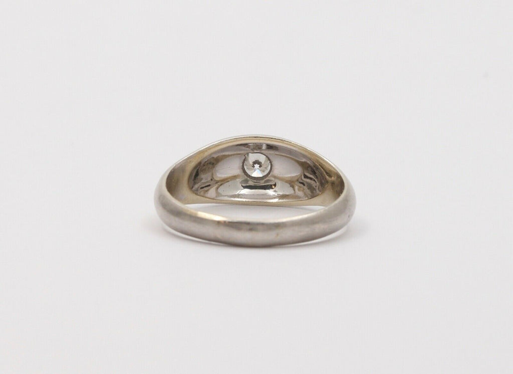 Vintage Unisex Diamond 14K White Gold Gypsy Ring
