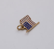 Load image into Gallery viewer, Vintage American Flag 14K Yellow Gold Enamel Pendant Charm
