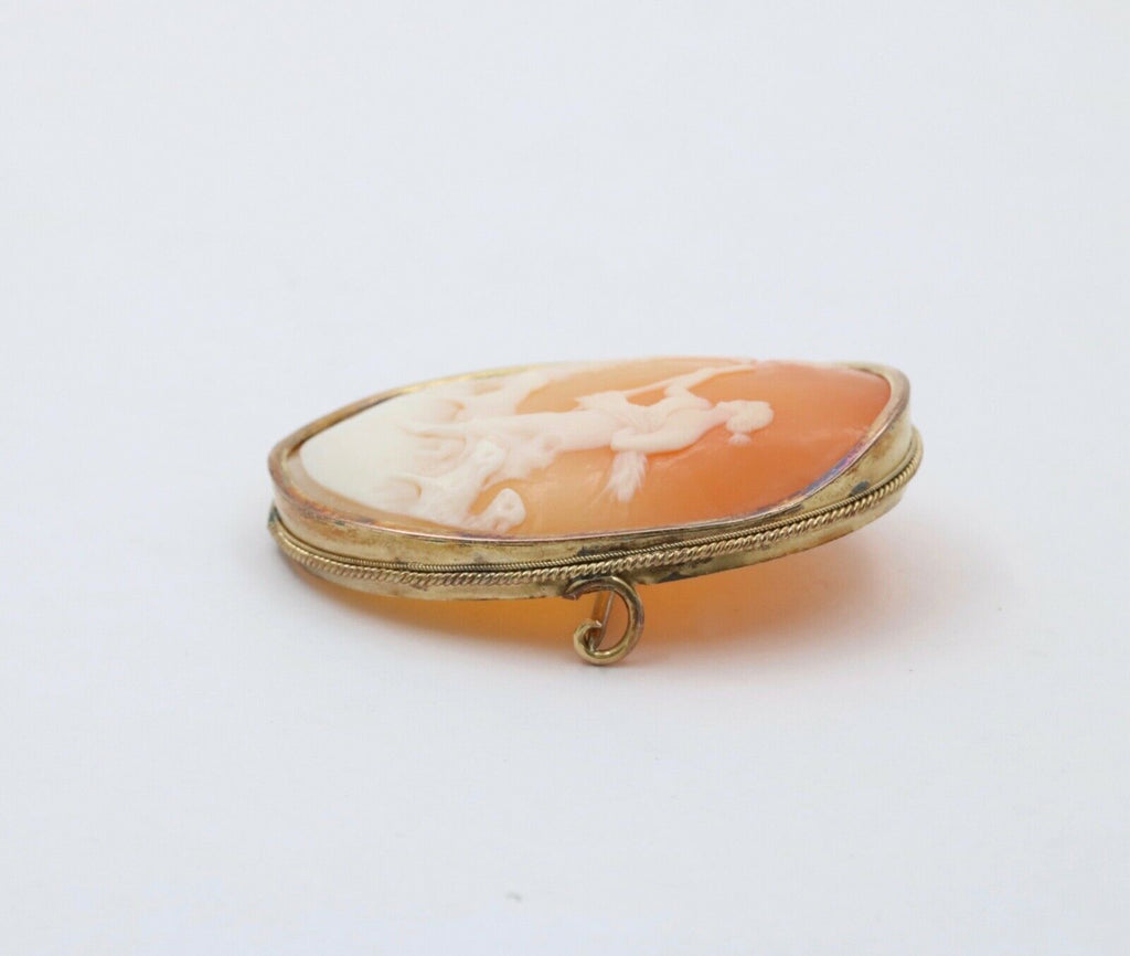 Antique 14K Yellow Gold The Meloi Khryseoip Shell Cameo Brooch.Pin.