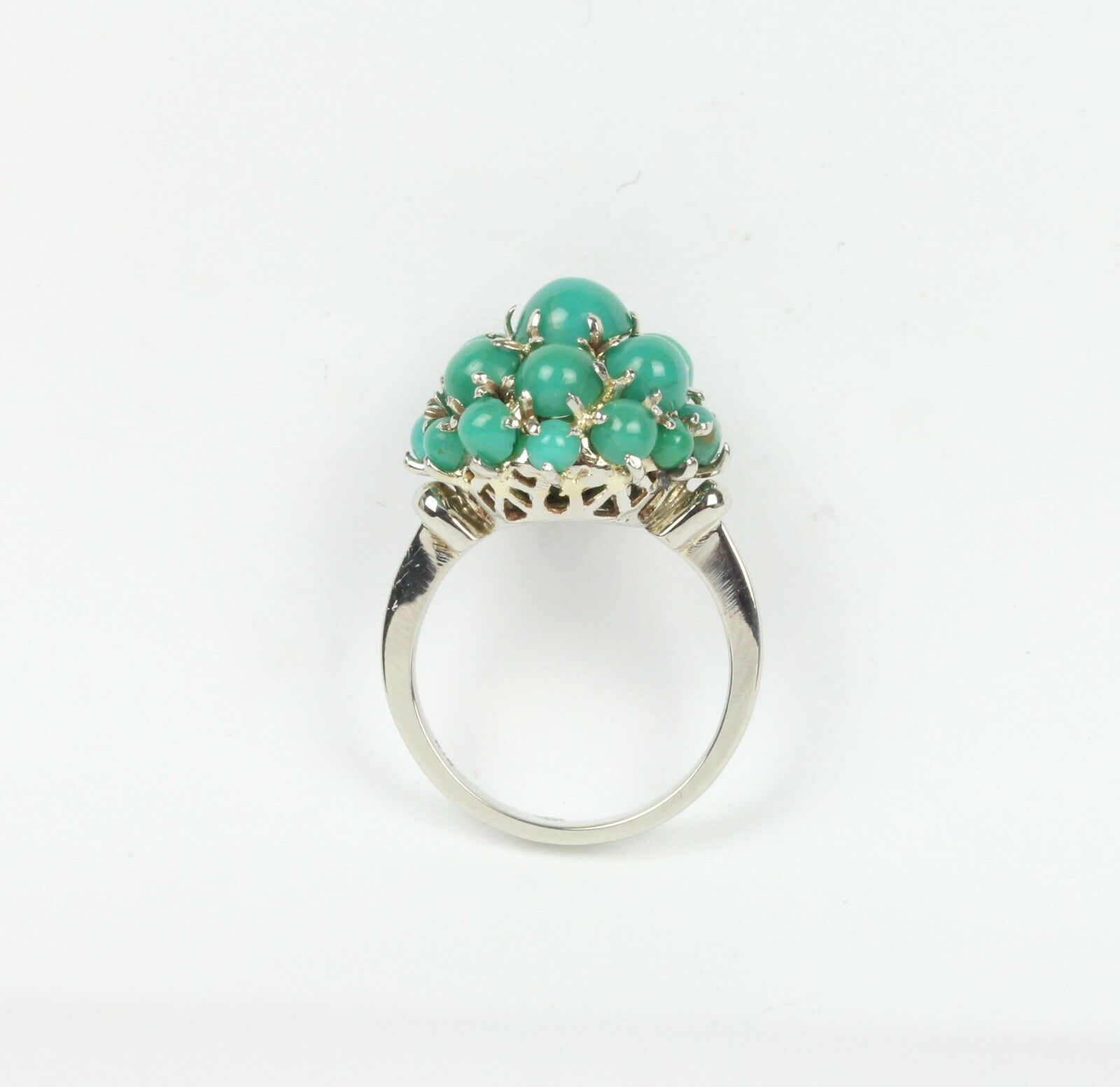 Vintage Turquoise 14k White Gold Cocktail Ring