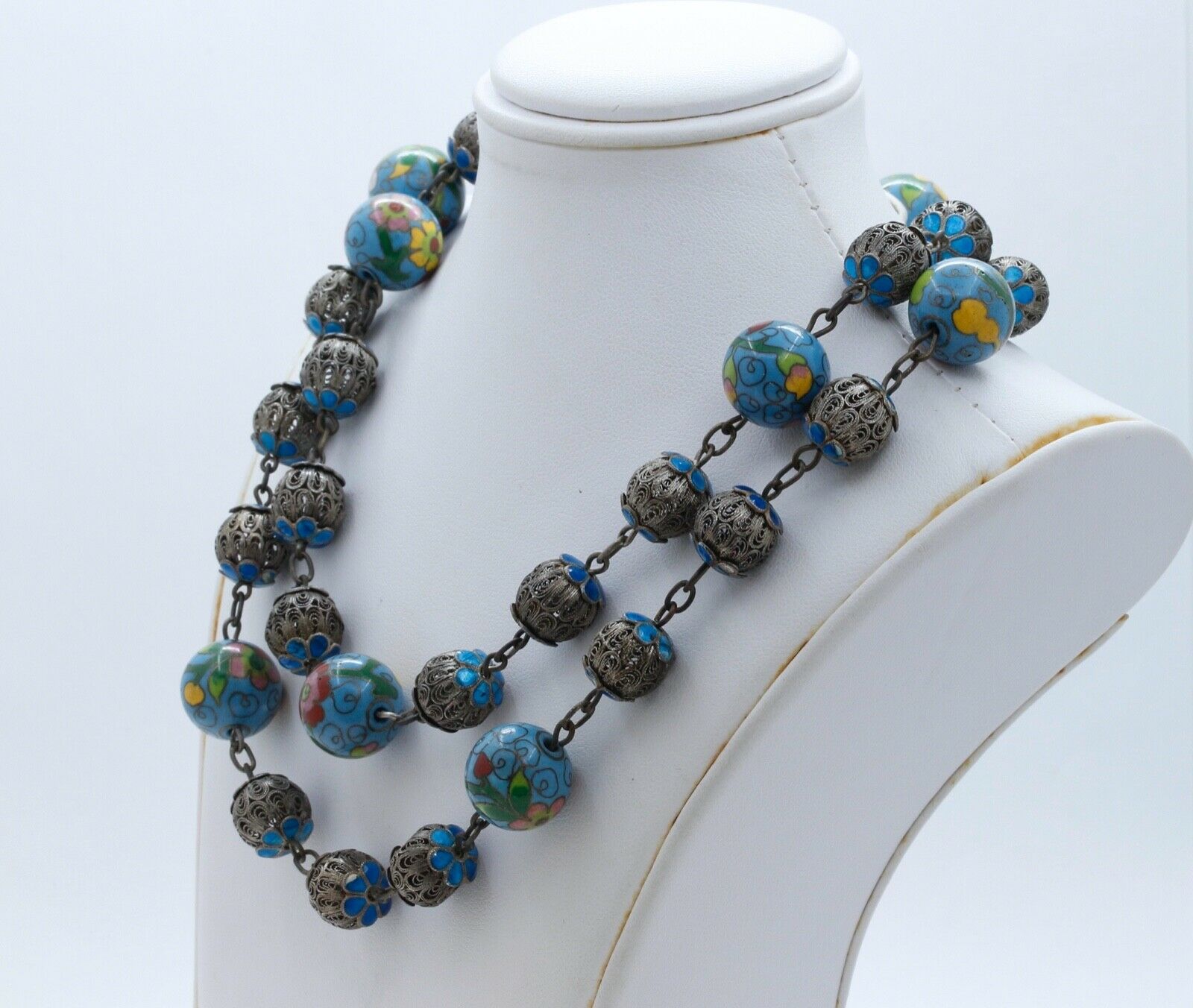 Cosine Inlaid Bead 925 Filagree Necklace