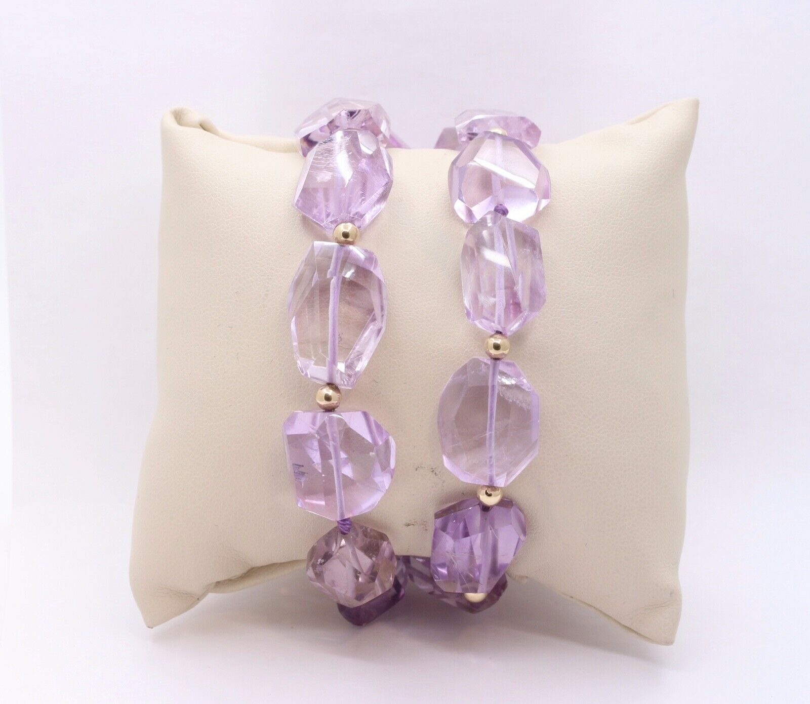 Vintage Rock Crystal Style Amethyst 14K Yellow Gold Bracelet