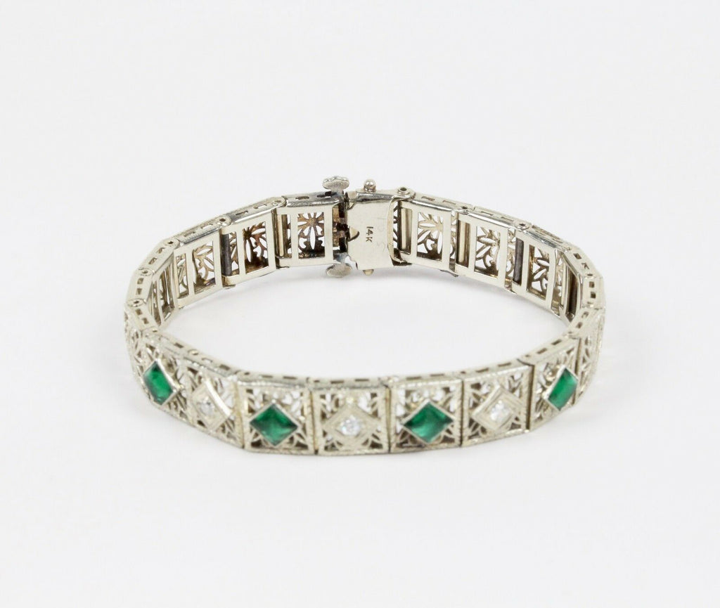 Art Deco Diamond 14K White Gold Diamonds Ladies Bracelet