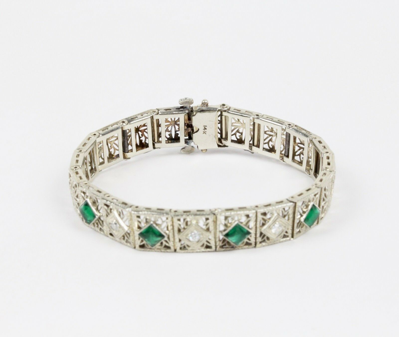 Art Deco Diamond 14K White Gold Diamonds Ladies Bracelet