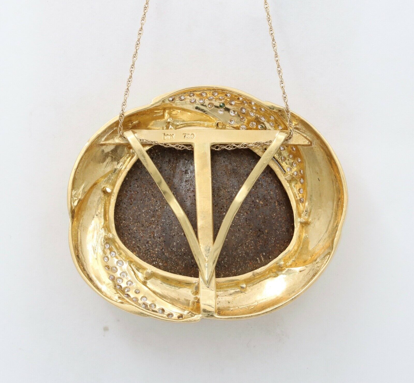 Ocean and Sky Boulder Opal Diamonds 18K Yellow Gold Pendant