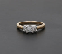 Load image into Gallery viewer, Vintage 14K Gold &amp; Platinum Princess Cut Three Stone Diamonds Engagement Ring, R
