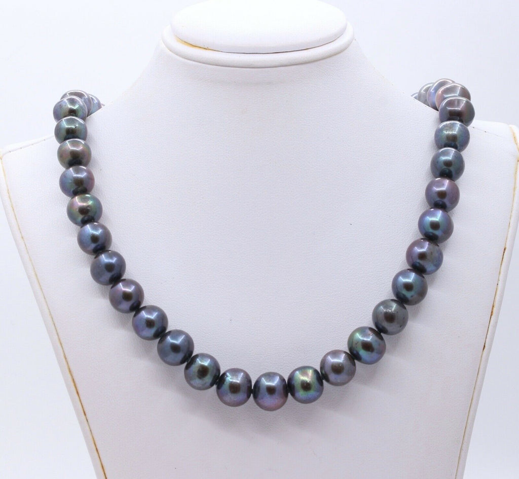 Vintage Tahitian South Sea Black Pearl 925 Necklace