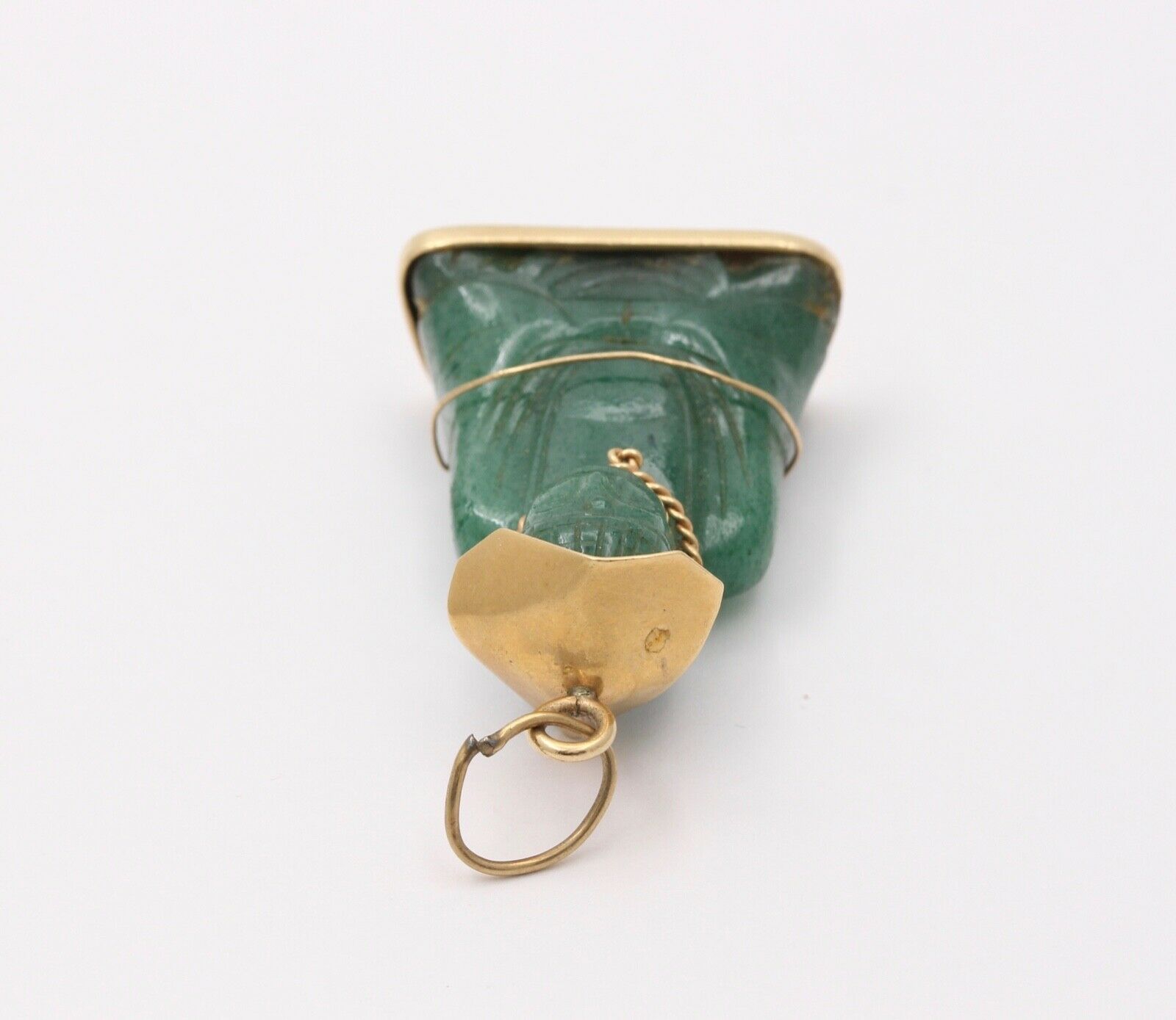Vintage Buddha Jade 18K Yellow Gold Pendant