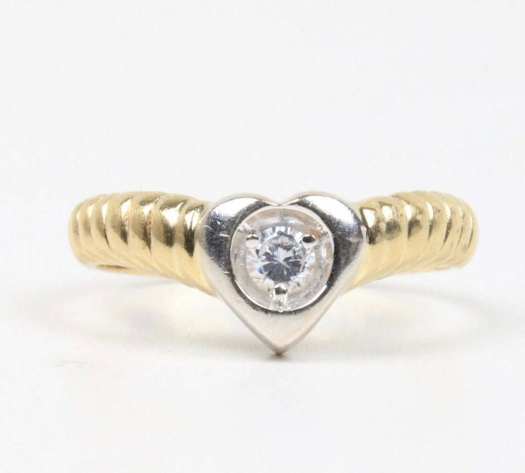 Vintage 14K Yellow Gold Diamond Heart Ring