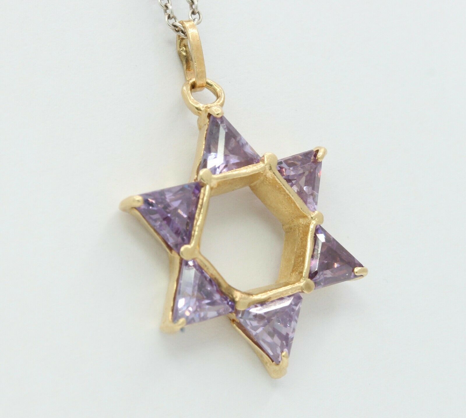 Vintage 14k Yellow Gold CZ Star Of David Pendant