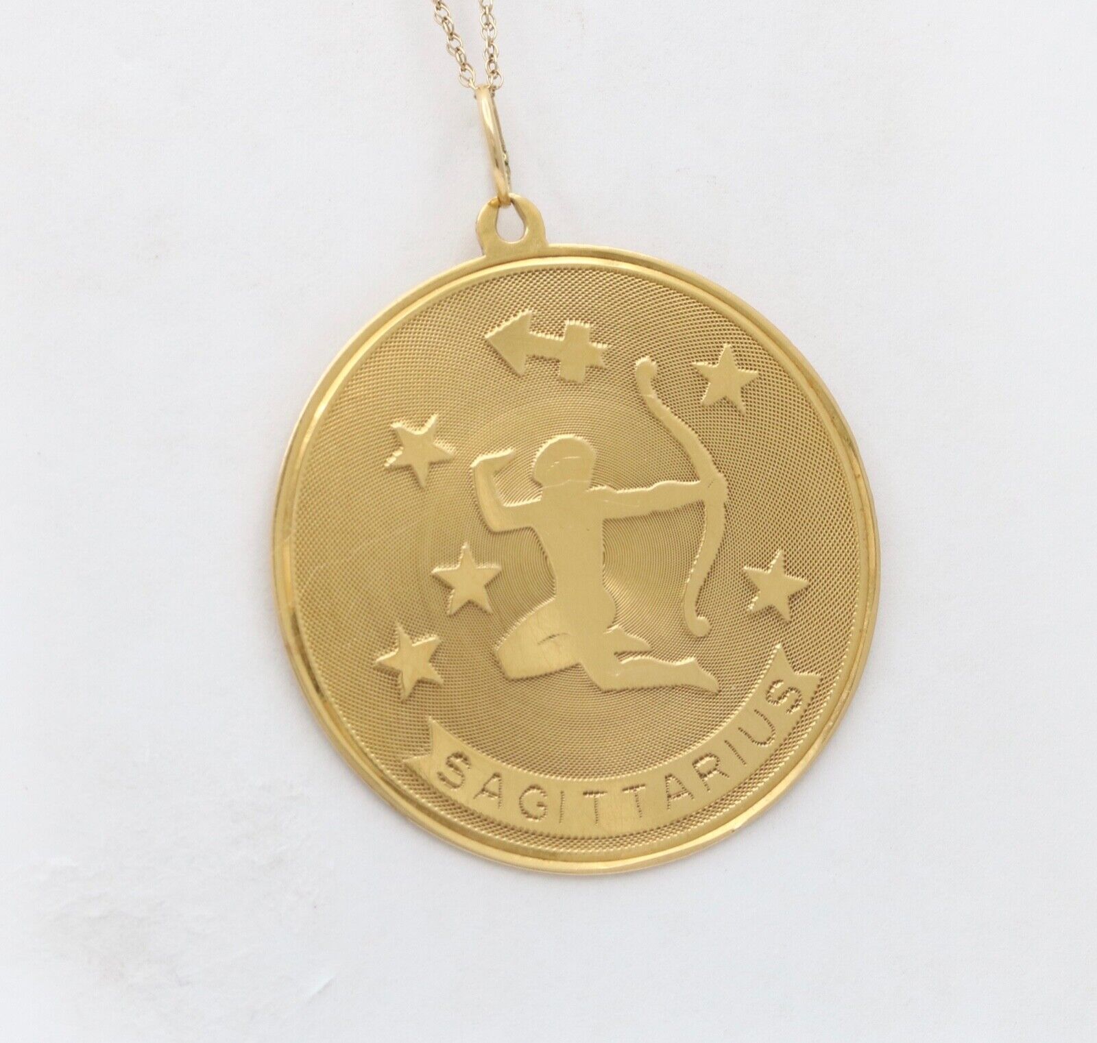 Vintage Zodiac “Sagittarius” 14K yellow Gold Large Medallion Charm Pendant