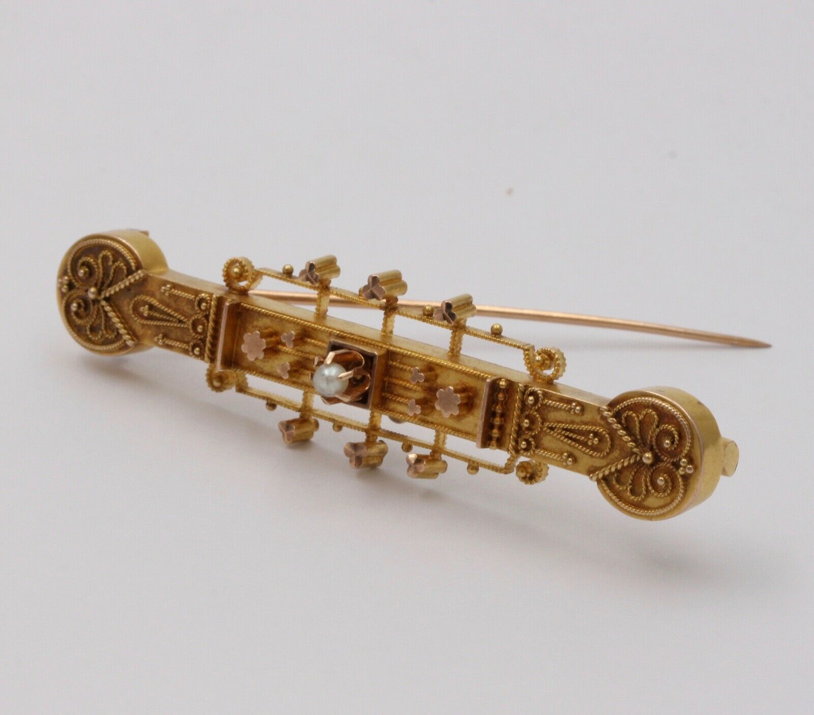 Victorian 14K Yellow Gold Bar Pin Brooch Pendant