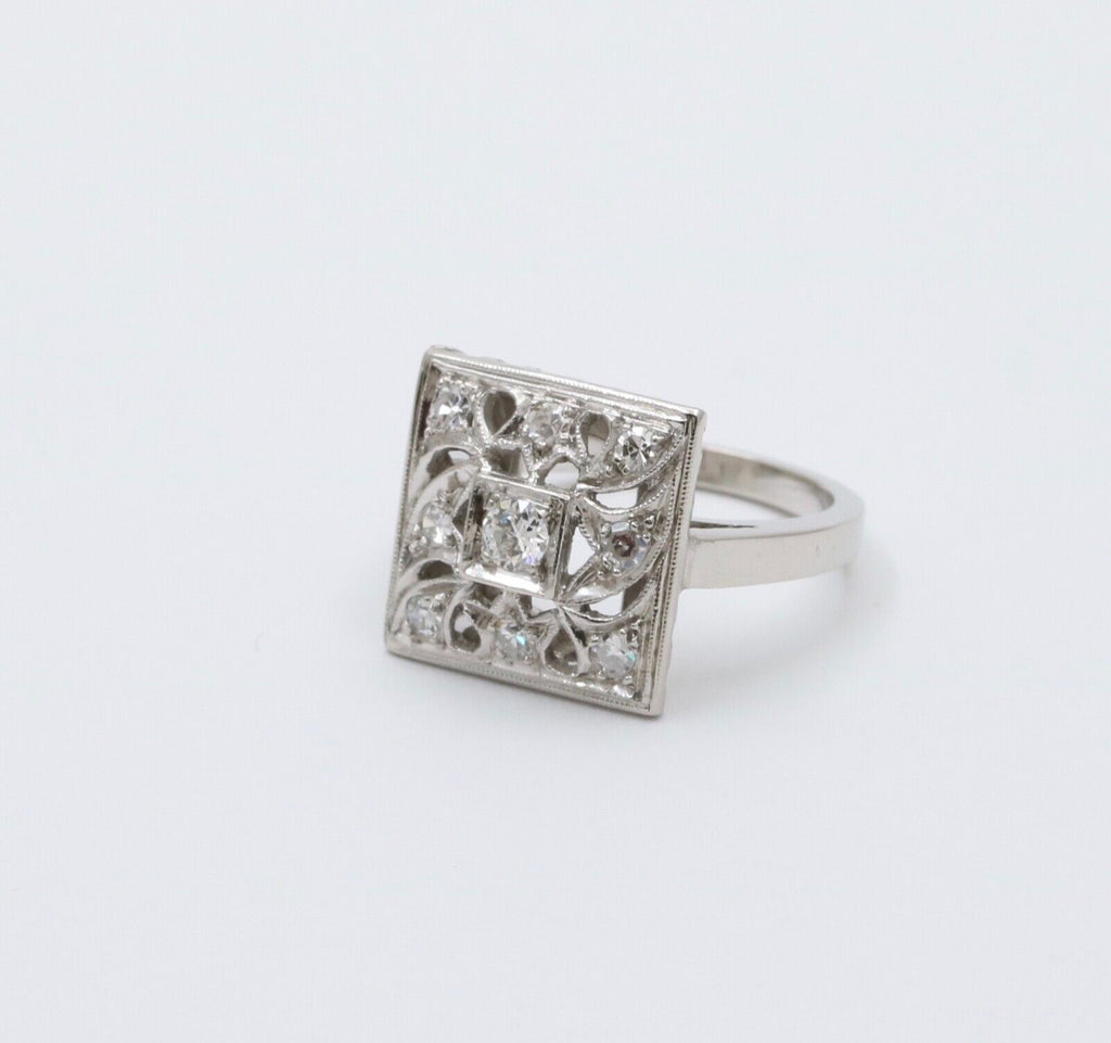 Art Deco Diamonds Platinum Filagree Ring