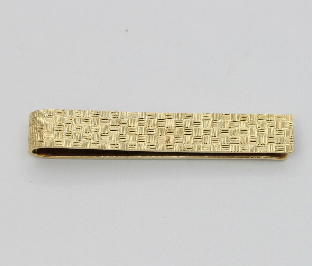 Vintage Tiffany and Co. 18K Yellow Gold Checkered Italy Money Clip