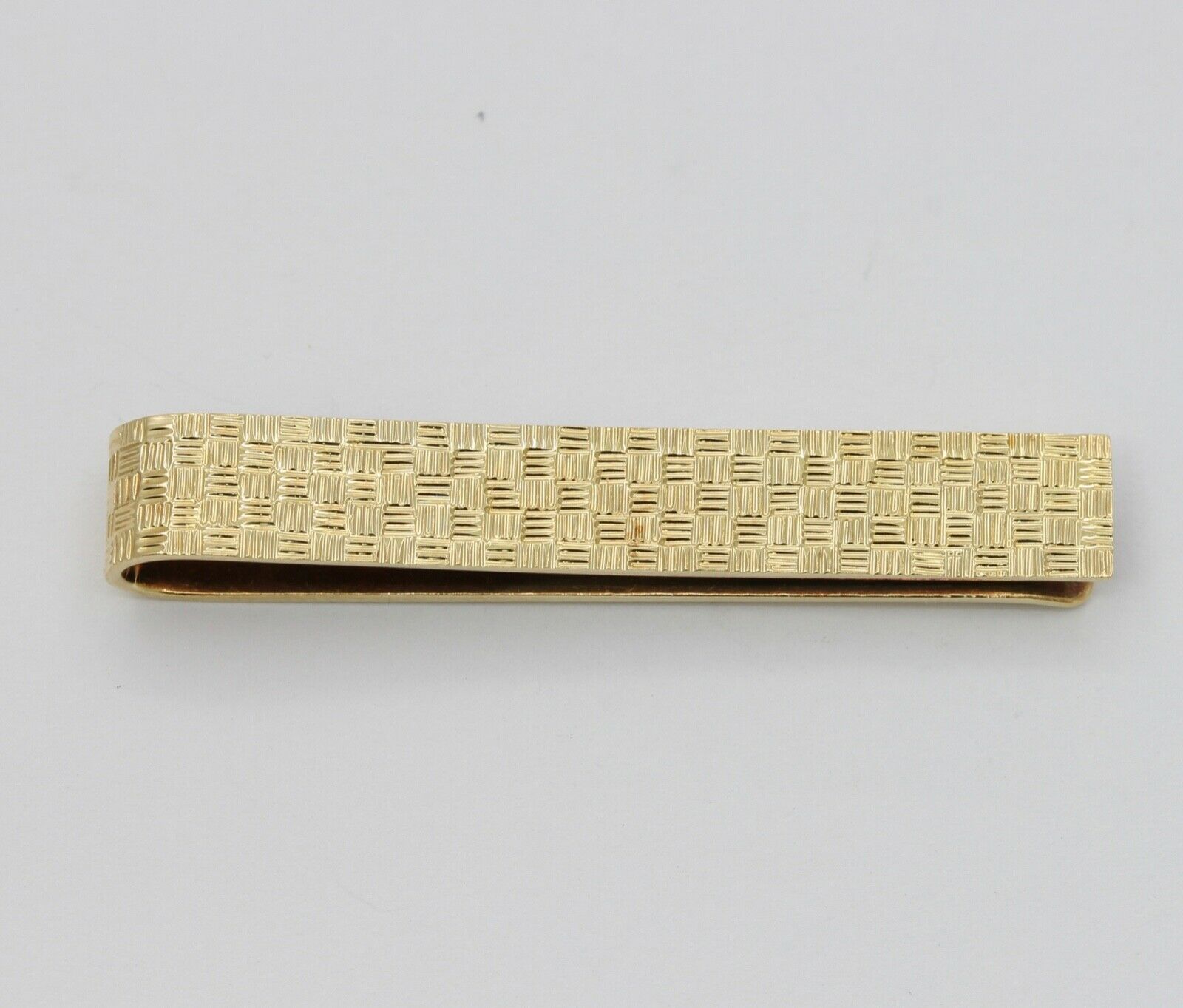 Vintage Tiffany and Co. 18K Yellow Gold Checkered Italy Money Clip