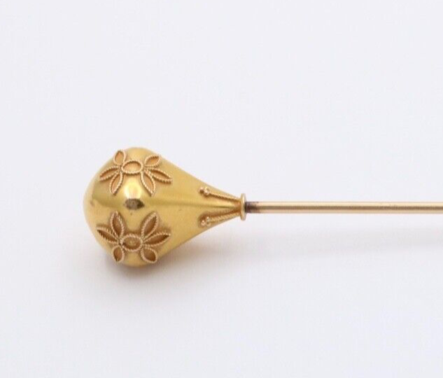 Etruscan Revival 14K Yellow Gold Stick Pin. Lapel Pin. Hat Pin.