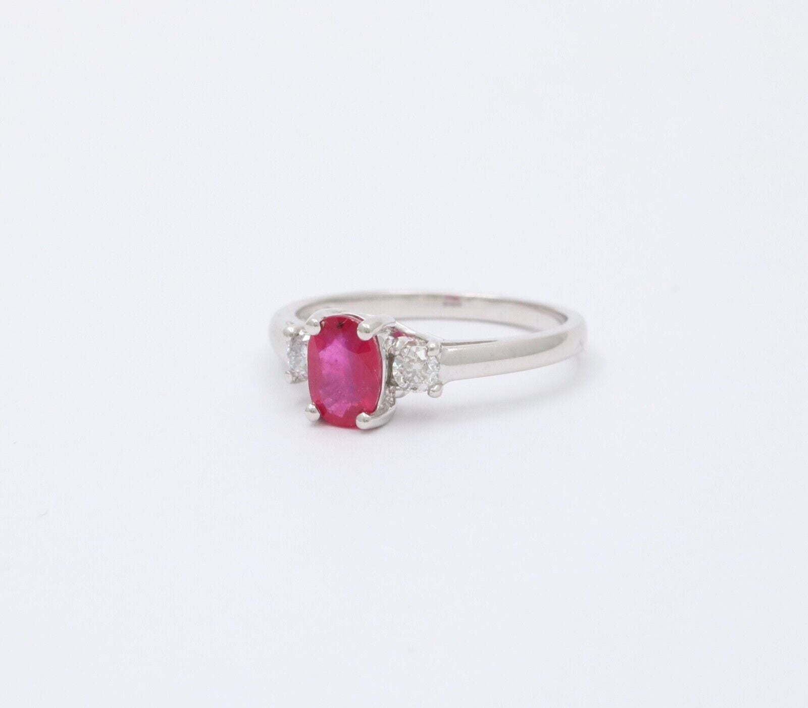 Vintage Ruby Diamonds 10K White Gold Ring