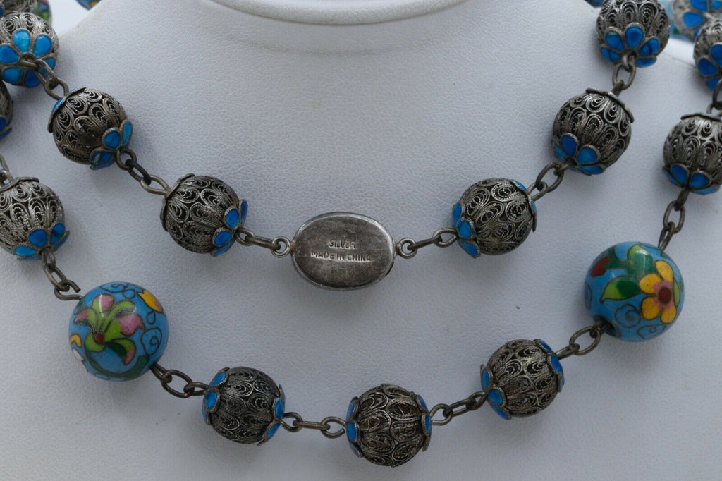 Cosine Inlaid Bead 925 Filagree Necklace