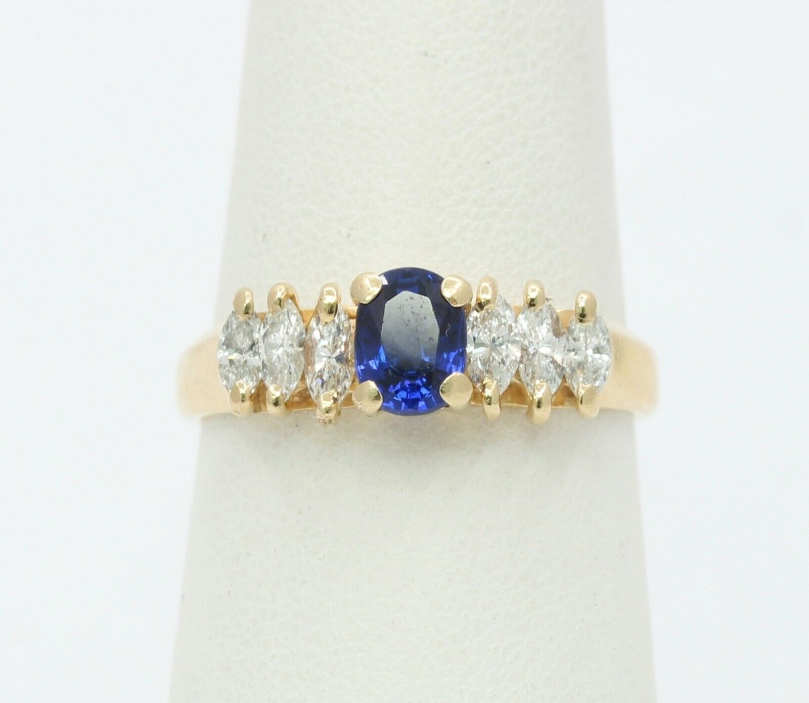 Vintage 14K Yellow Gold Diamond Sapphire Cocktail Ring