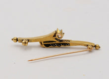 Load image into Gallery viewer, Vintage Opal &amp; Split Pearl 14K Yellow Gold Bar Pin, Estate Brooch
