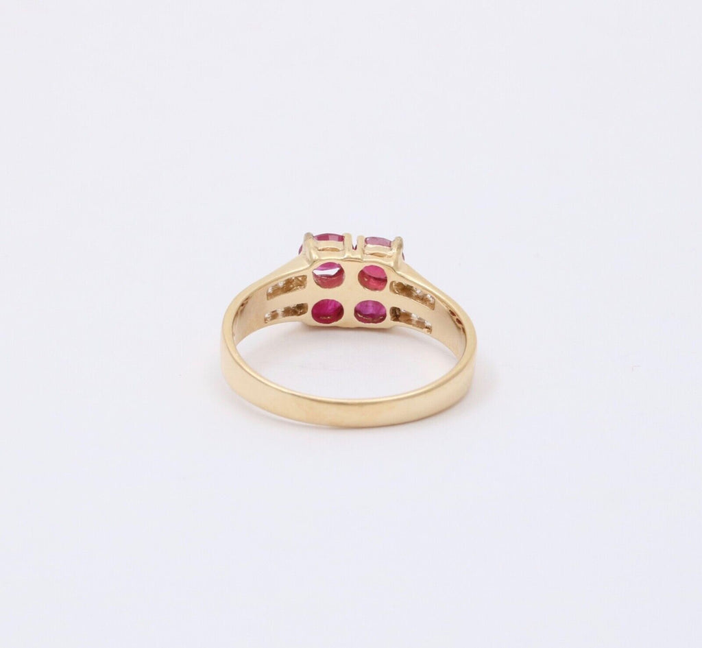 Vintage Rubies Diamonds 14K Yellow Gold Ring