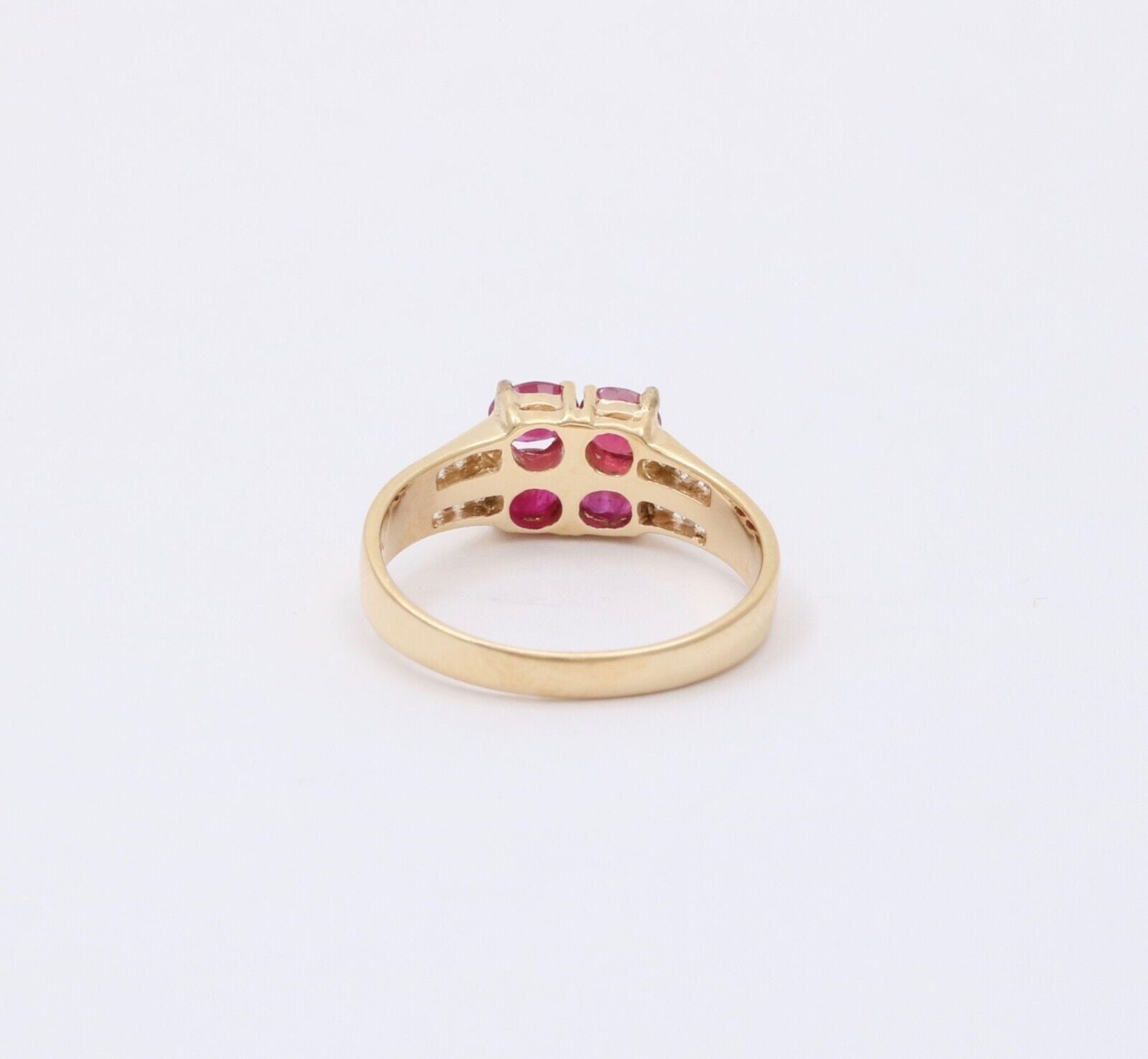 Vintage Rubies Diamonds 14K Yellow Gold Ring