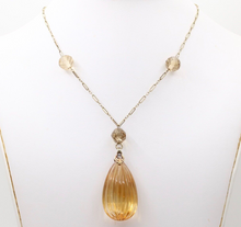 Load image into Gallery viewer, Vintage 14K Yellow Gold Carved Citrine Pendant and Necklace
