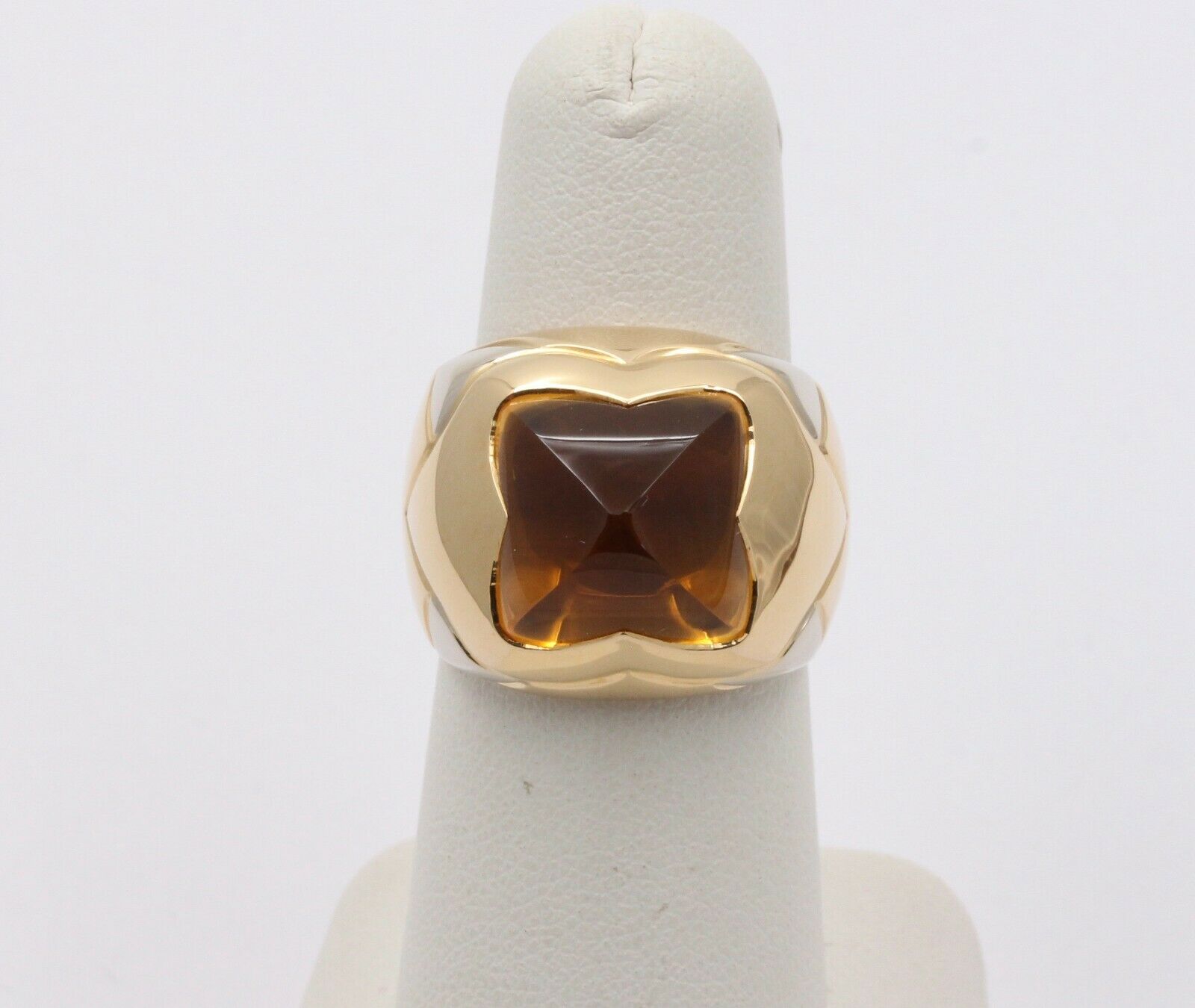 Vintage BVLGARI Gold 18k Yellow Gold Pyramid Citrine Ring