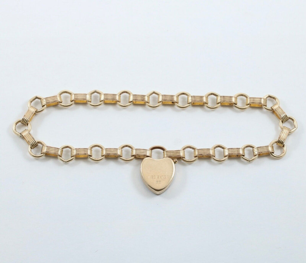 Antique 12K Yellow Gold Heart Padlock Bracelet