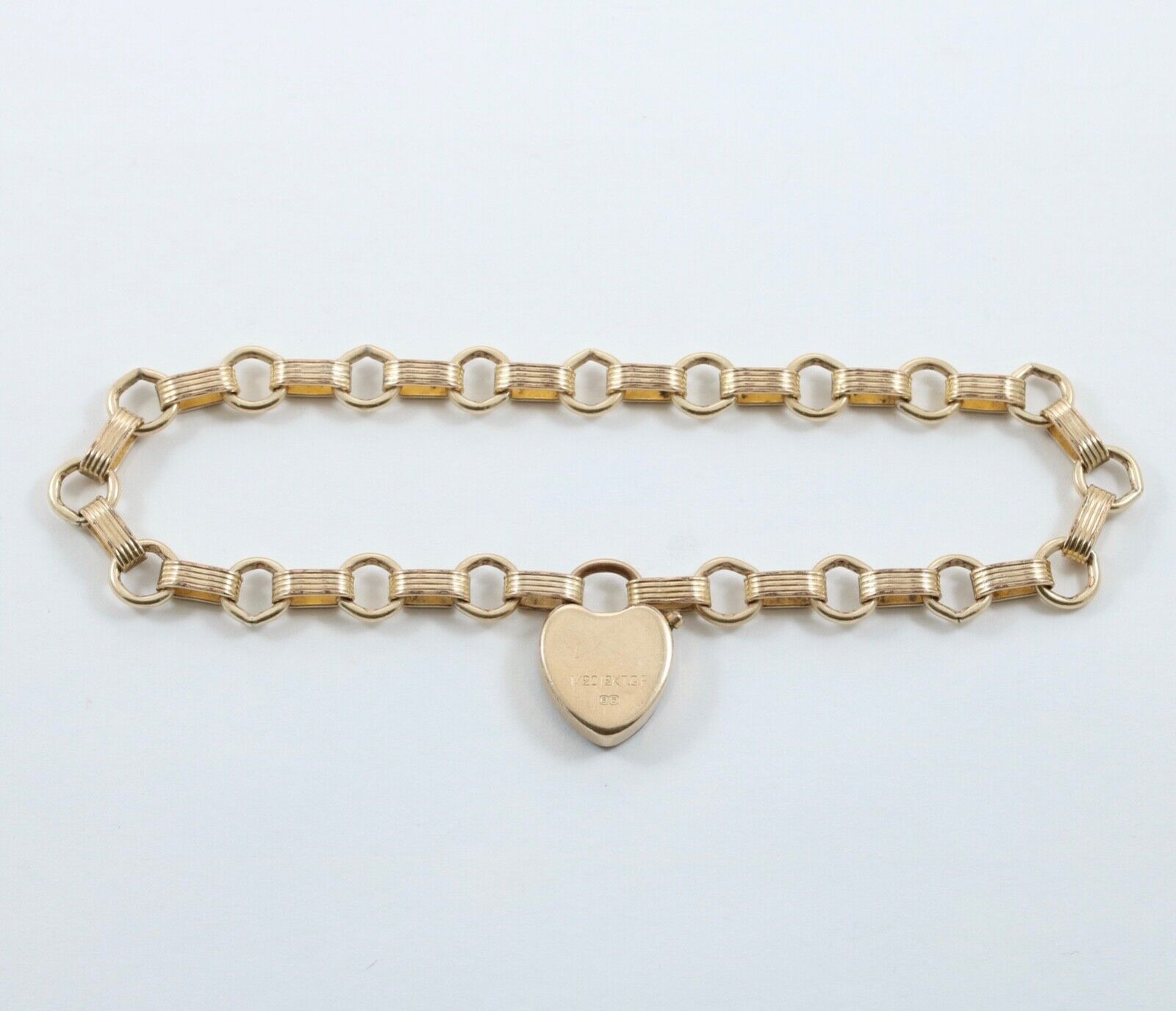 Antique 12K Yellow Gold Heart Padlock Bracelet
