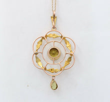 Load image into Gallery viewer, Art Nouveau Peridot Seed Pearls 9 Carat Pendant
