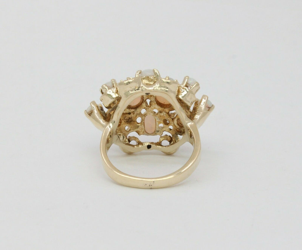 Vintage 14K Yellow Gold Opal Cluster Cocktail Ring